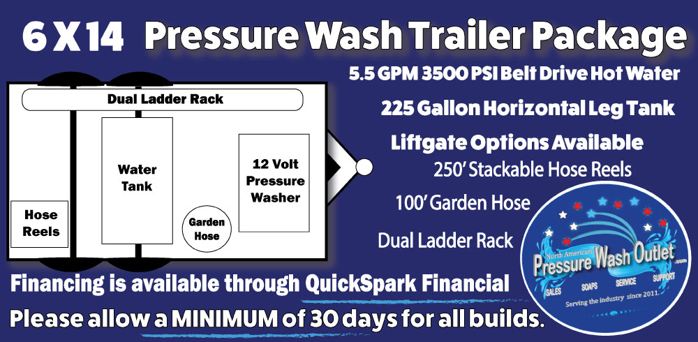 5.5 GPM PRESSURE WASH HOT WATER TRAILER - 6 x 14 DUAL AXLE (7835.02) –  North American Pressure Wash Outlet